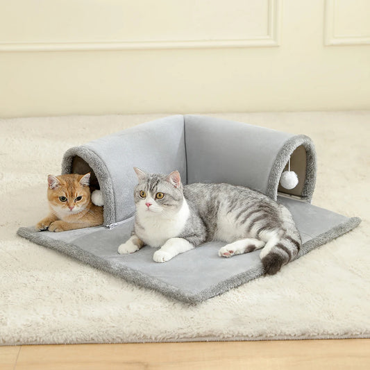 Cozy Cat Bed with Tunnel for Indoor Cats Multifunctional Cat